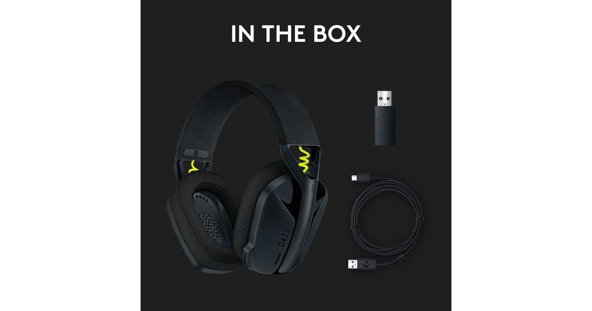 LogitechG435 LIGHTSPEED Wireless over-ear gaming headset  (Zwart, Bluetooth, Pc, PlayStation 4, PlayStation 5)