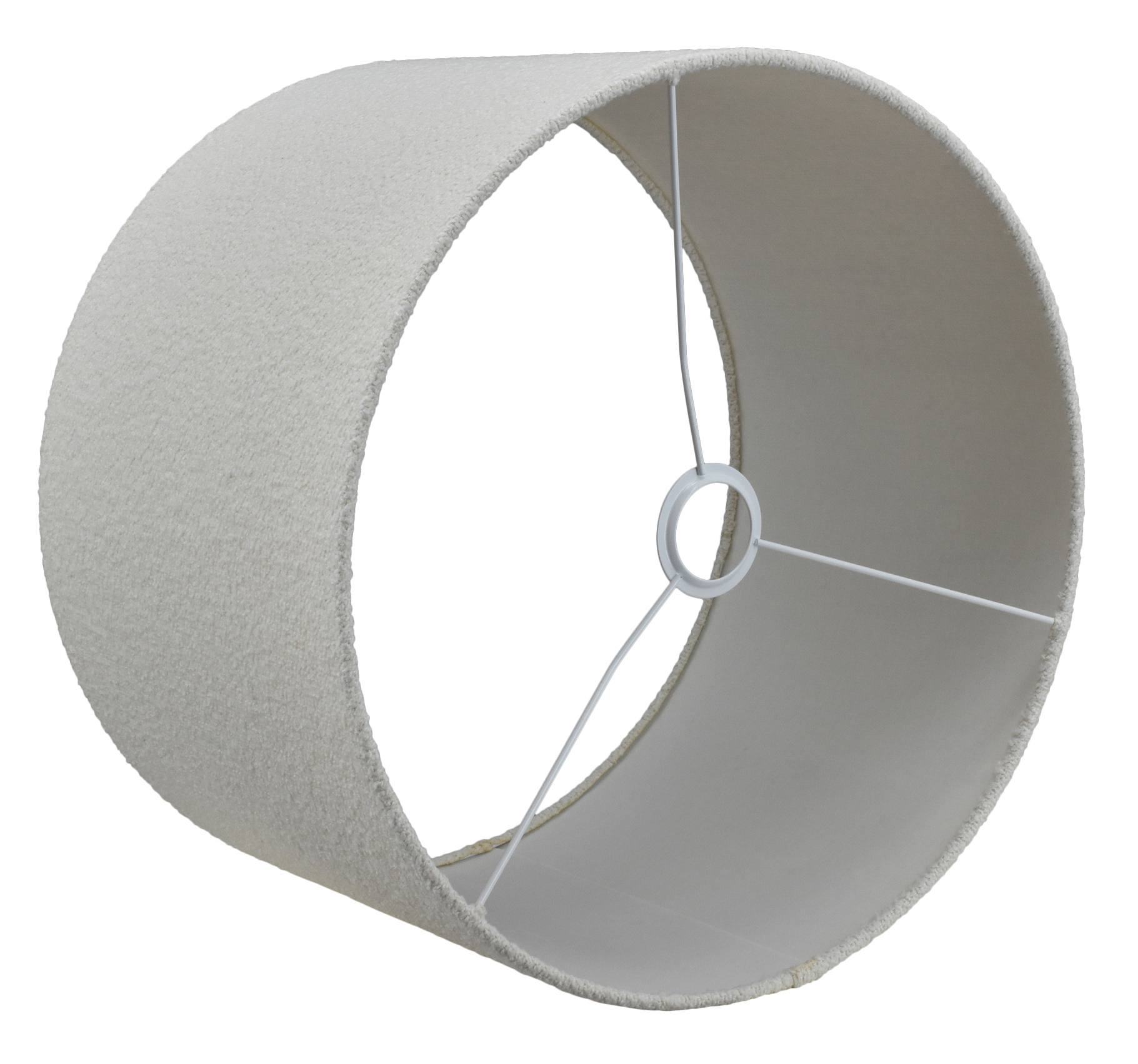 Tafellamp Lorenzo large gold + kap Cilinder 35x35x22cm Bouclé blanc ( witte binnenkant )