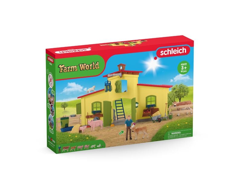 Schleich Spielfigurenset Farm World Stall mit Tieren und Zu Bauernhof-Spielset