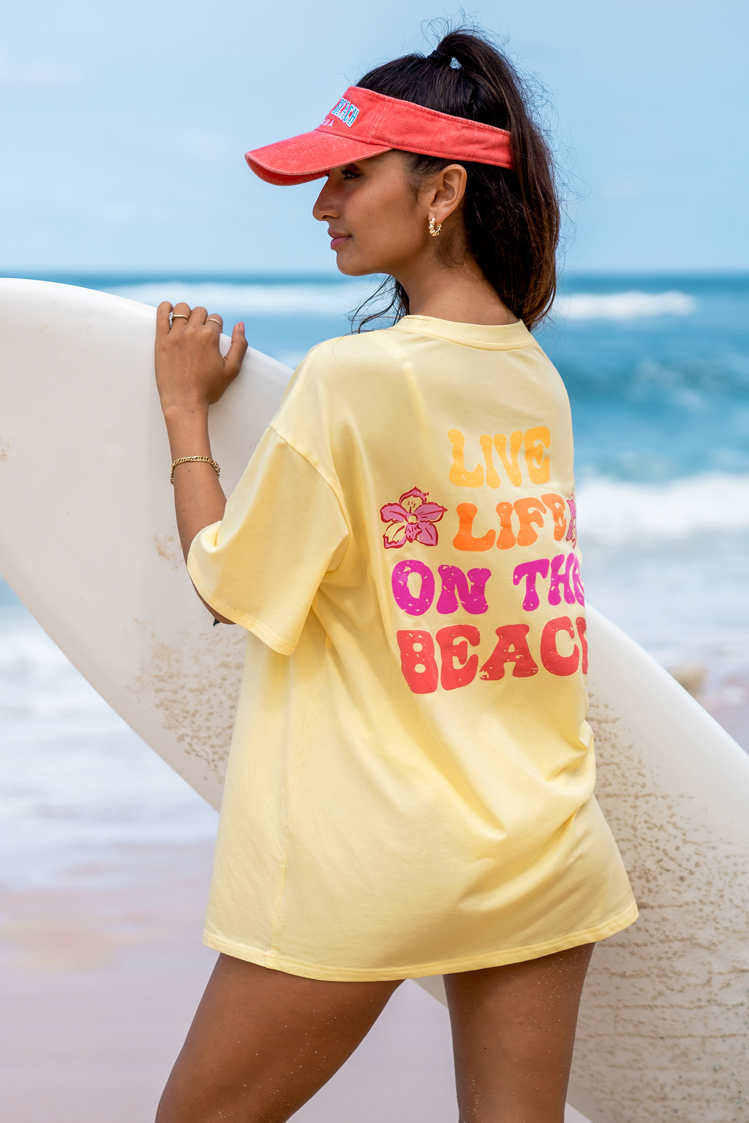 T-shirt à col rond et demi-manches jaune