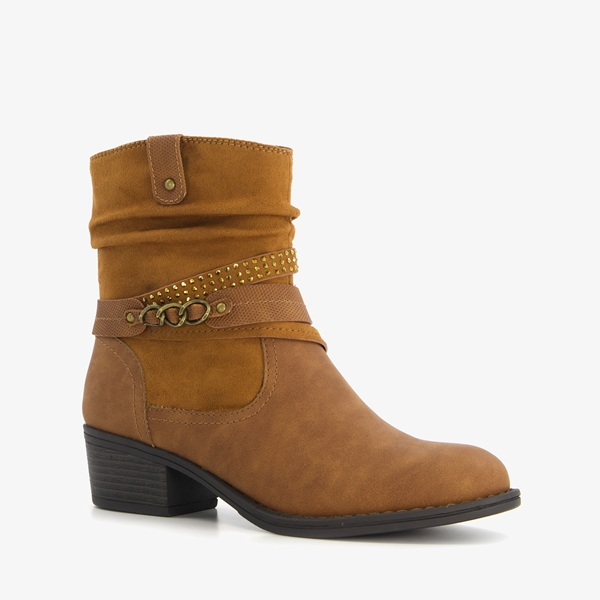 Nova dames enkellaarsjes cognac