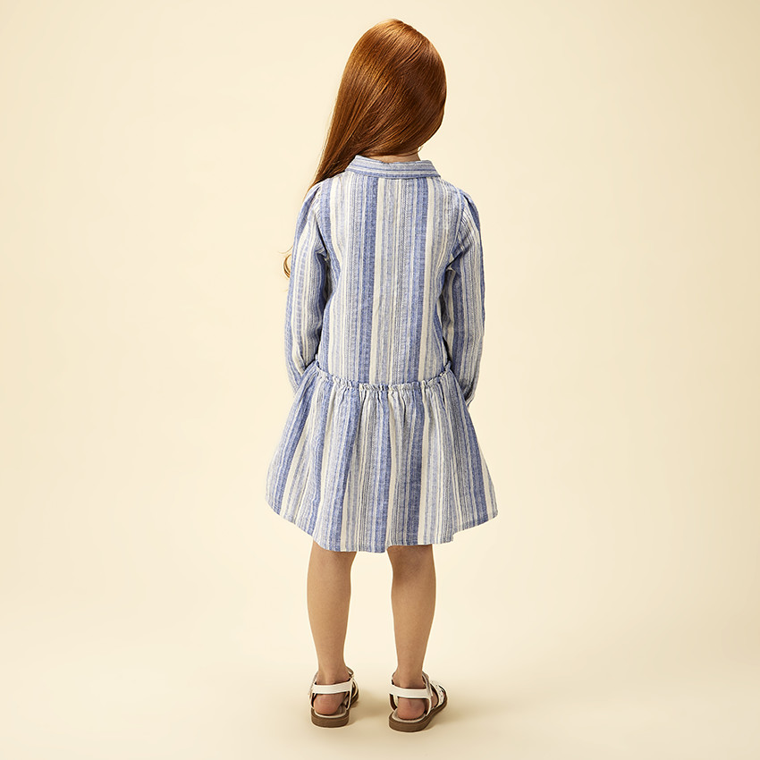 Robe chemise manches longues rayée pour fille