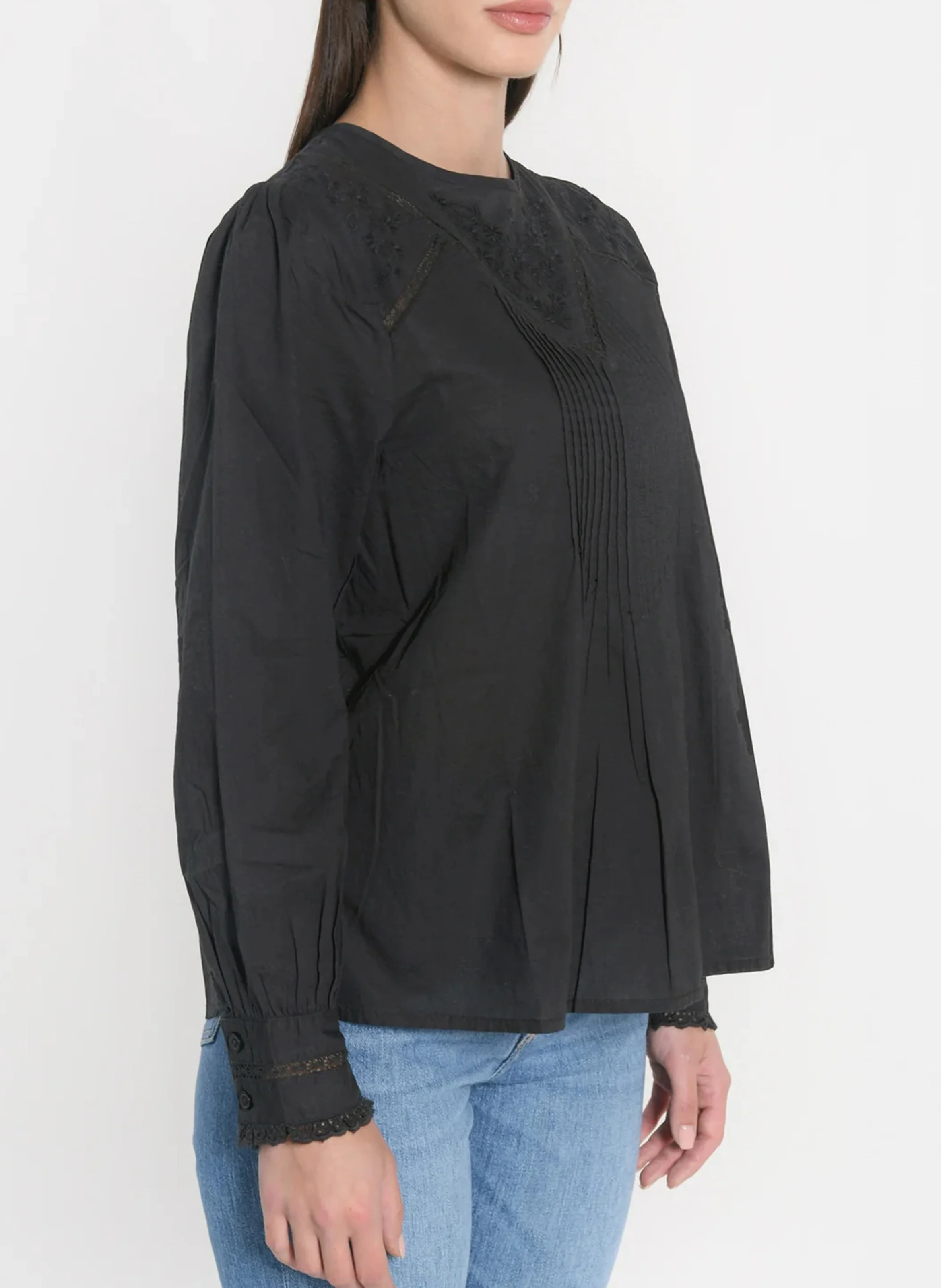 HELENA - Blouse en coton brodé | Noir