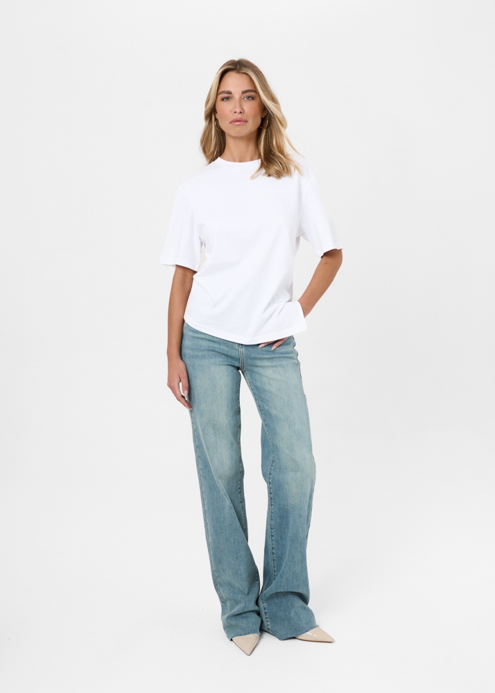 Straight leg stretch jeans smokey blauw
