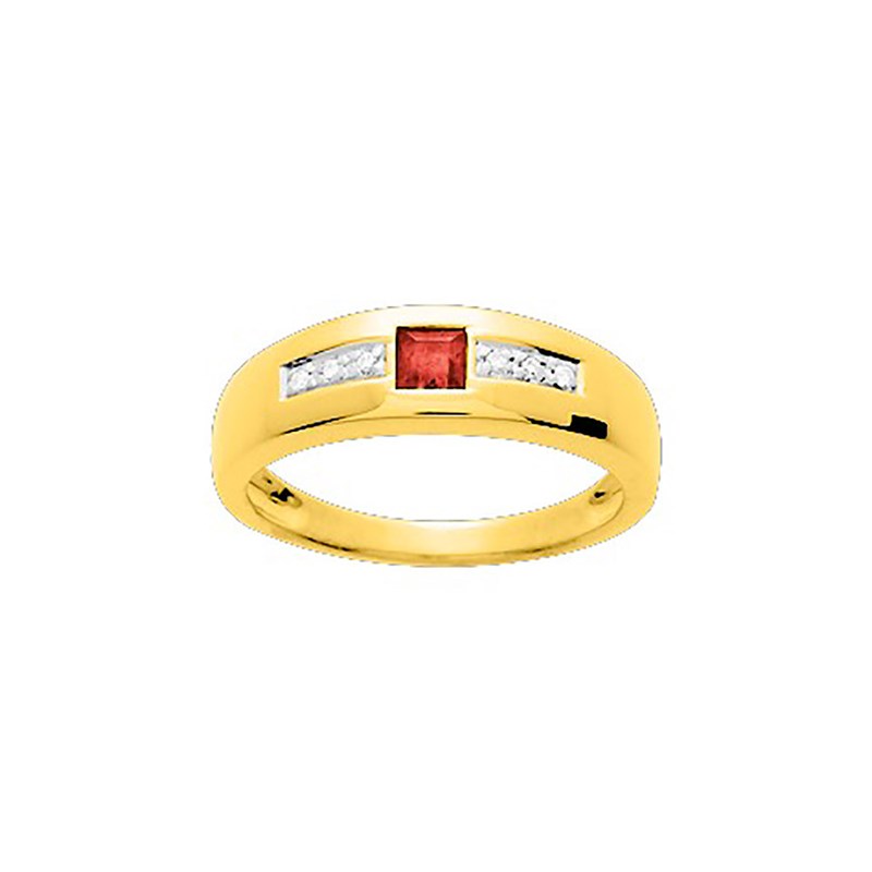 Bague Femme - Rubis - Or 18 Carats - Diamant 0,03 Carats
