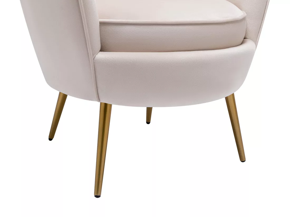 Fauteuil coquillage en velours beige LALEA