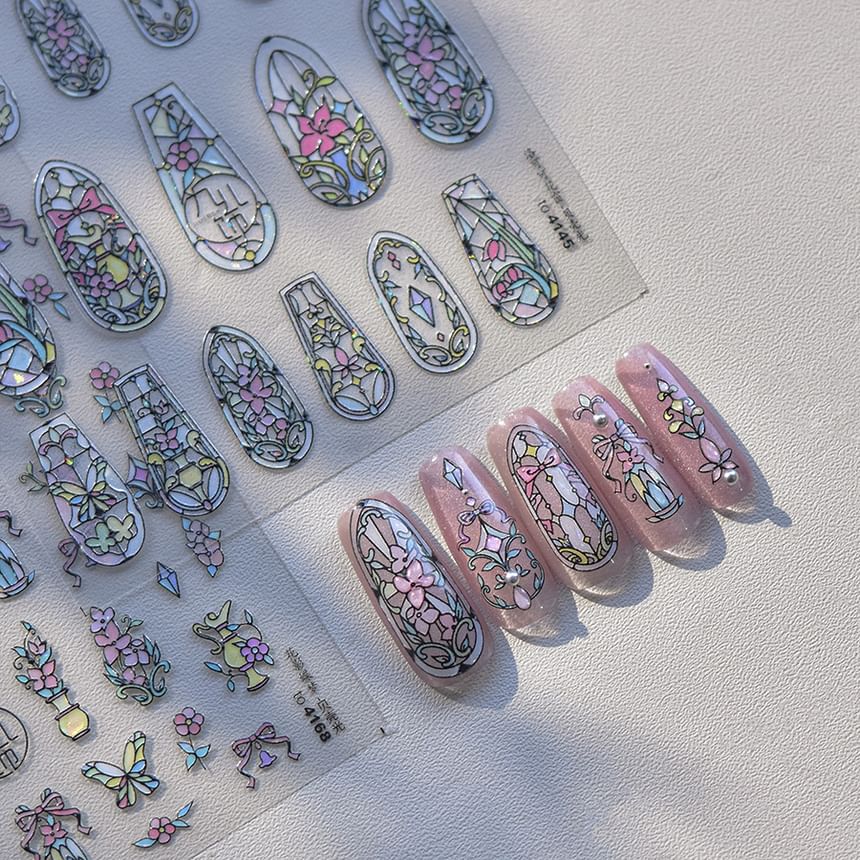 tomoni - Nail Art Stickers met Gebeitst Ramen