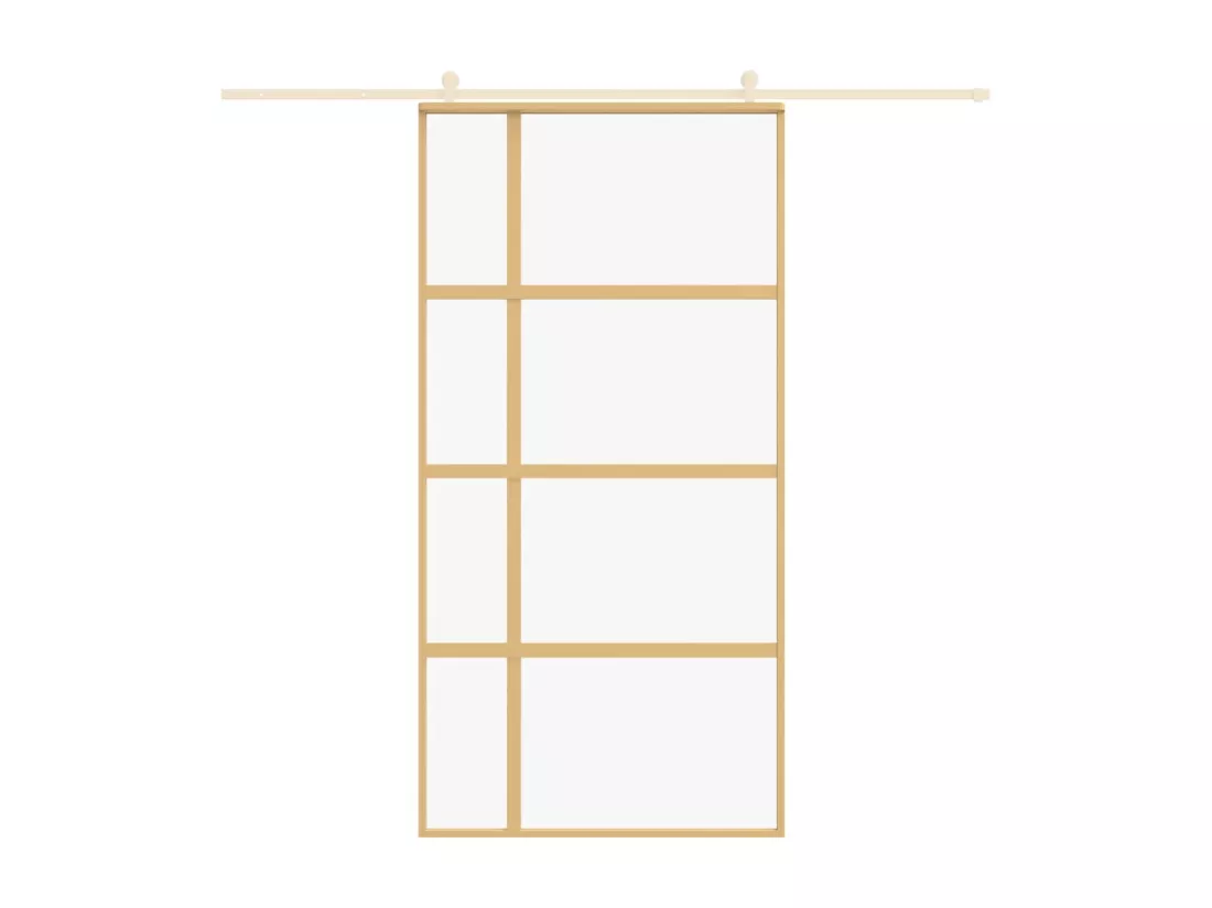 Porte coulissante doré 102,5x205cm verre ESG clair et aluminium