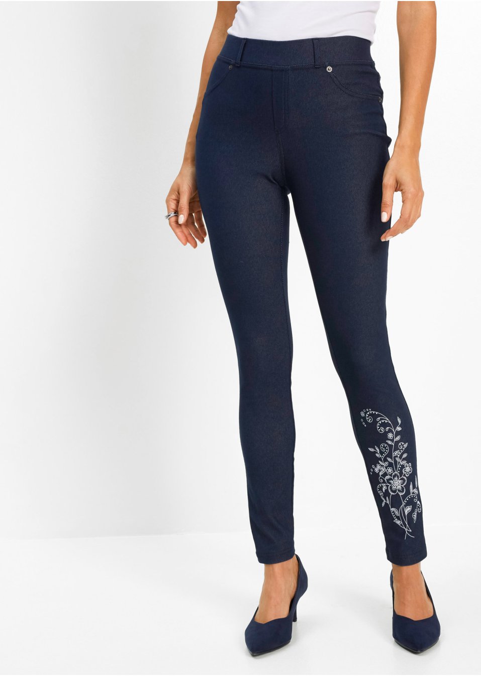 Jegging thermo avec imprimé floral et pierres brillantes