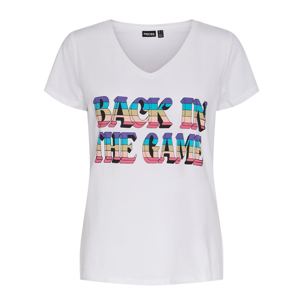 Pieces T-shirt Blanc/Rose Femme Pieces Merima
