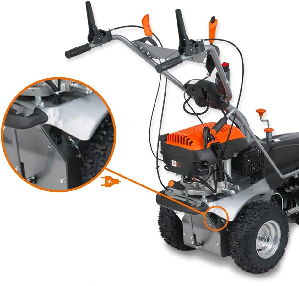 FUXTEC 4,9PS Benzin Kehrmaschine FX-KM1196 mit Bürste/Kehrbesen und 173cc Hubraum – 100cm Arbeitsbreite für große Flächen