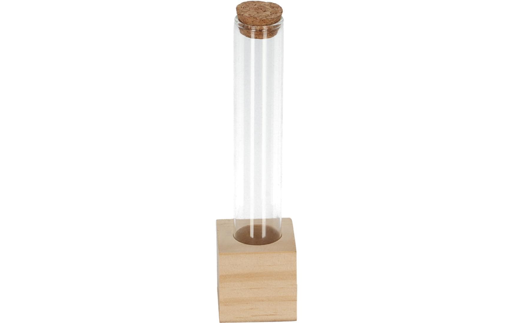 Vase Reagenzglas S 16.5 cm, Nature/TransparentReagenzglas mit Holzsockel