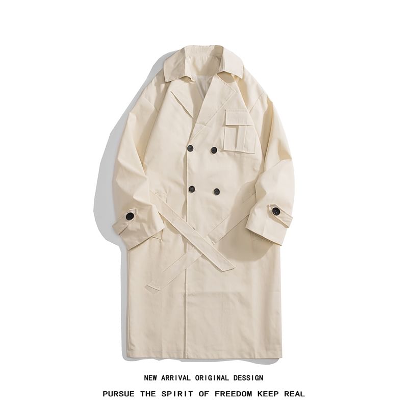 FORSETI - Lange trenchcoat met reverskraag en dubbele rij knopen