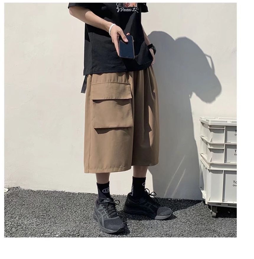 Dukakis - Cargoshorts met wijde pijpen en effen taille