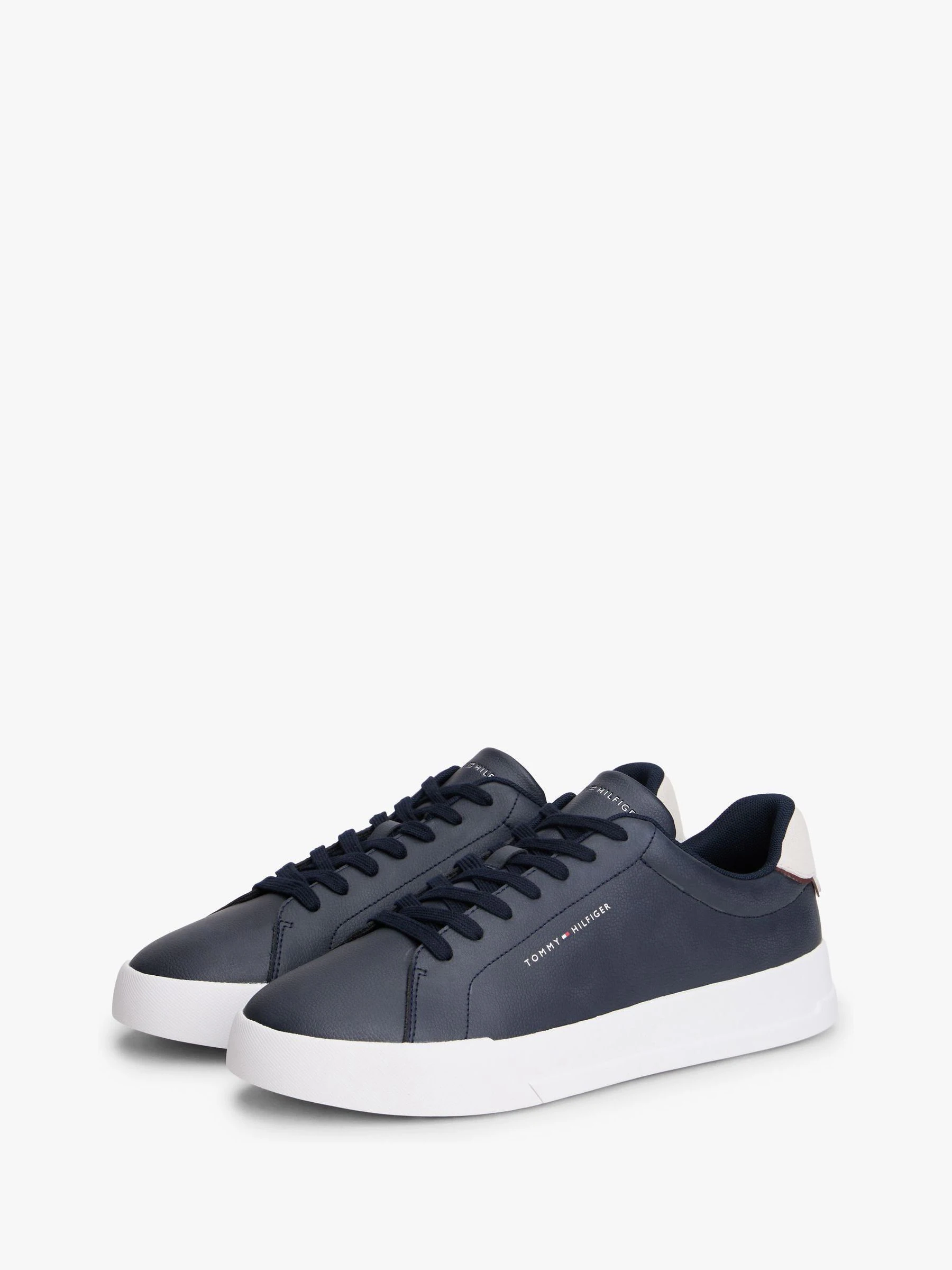 Blauw - Tommy Hilfiger Court Essential Leather Trainers