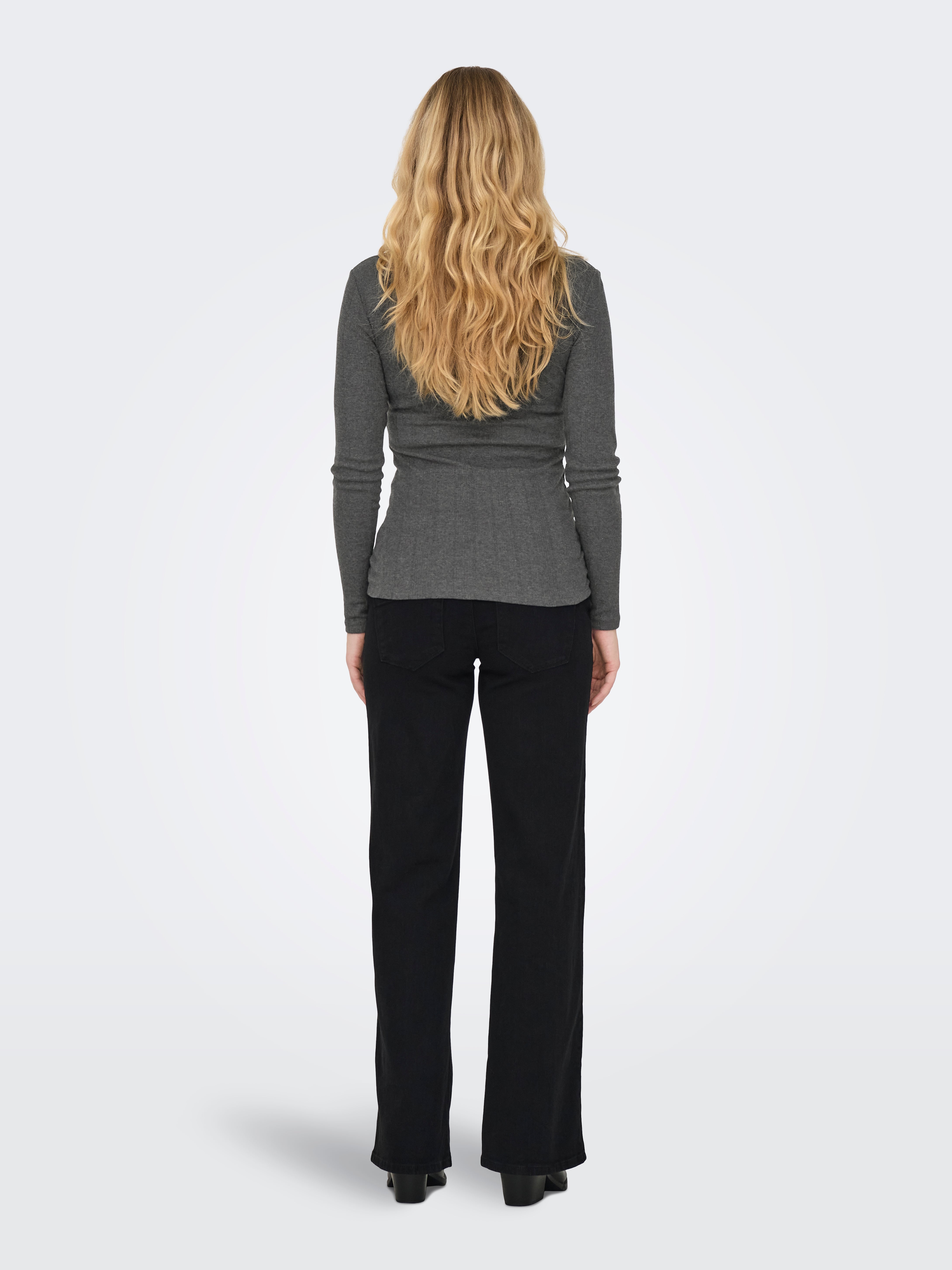 OLMLARA Top Dark Grey Melange