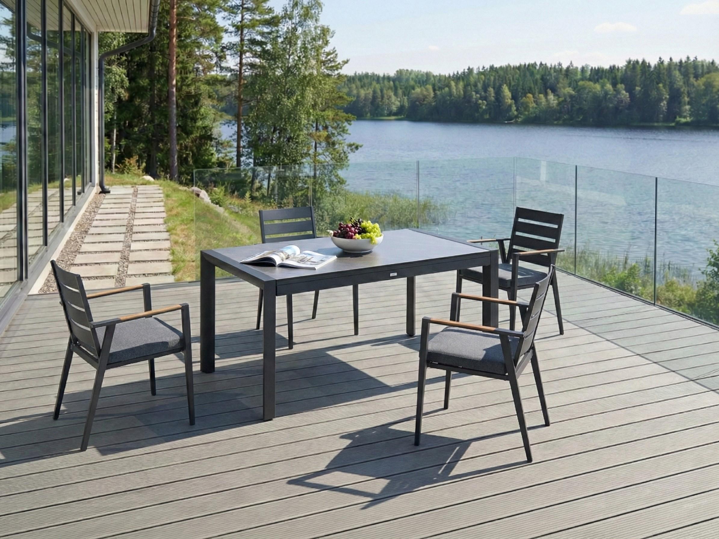 Uitschuifbare tuintafel BINASCO 160/220 cm 90 cm Steeneffect Grijs