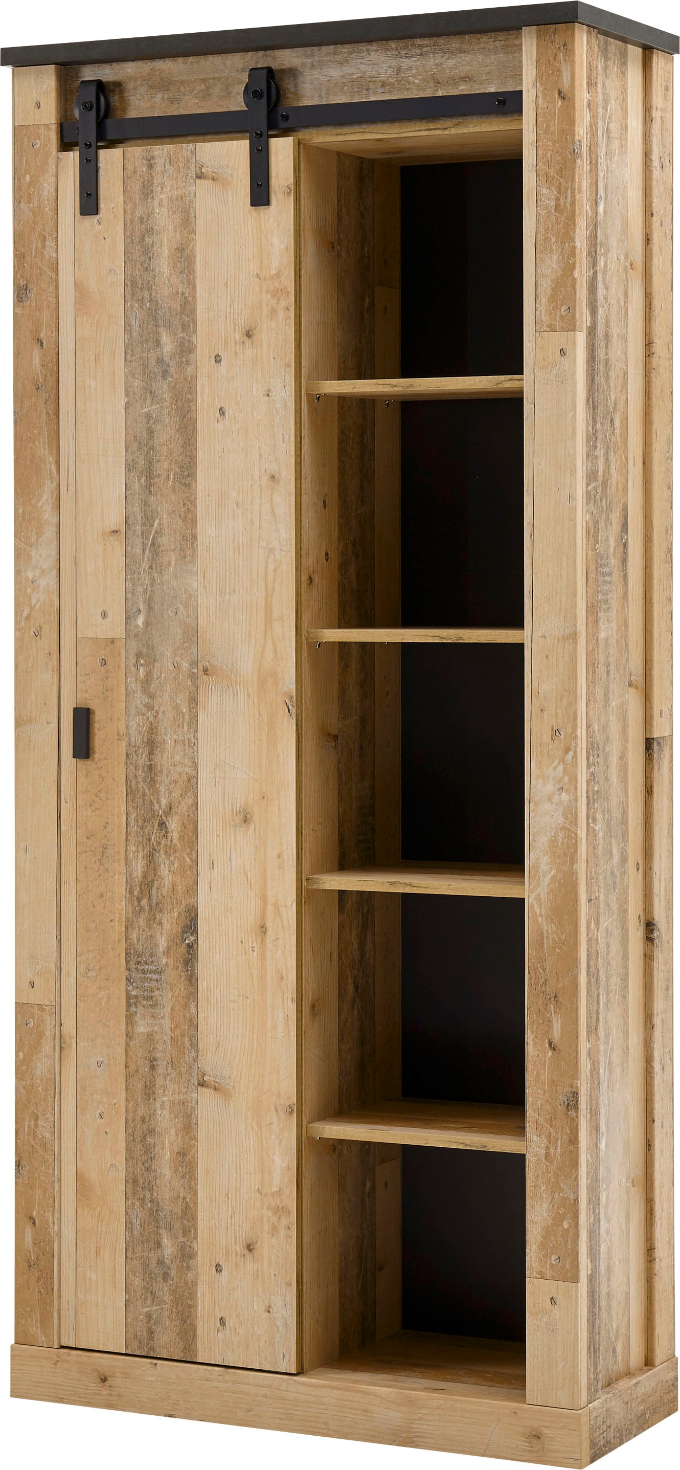 Home affaire Regal »SHERWOOD« modernes Holz Dekor, mit Scheunentorbeschlag aus Metall, Höhe 201 cm