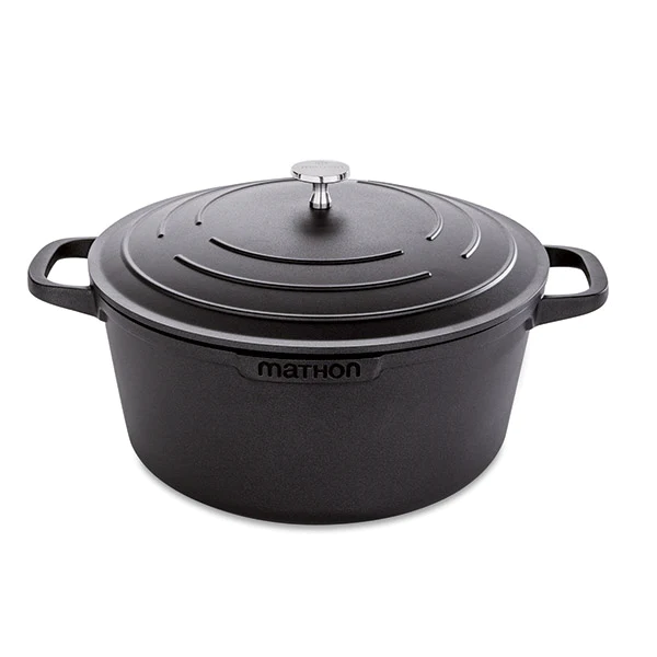 Cocotte légère ronde en fonte d'aluminium 28 cm 6,7 L coloris noir Mat