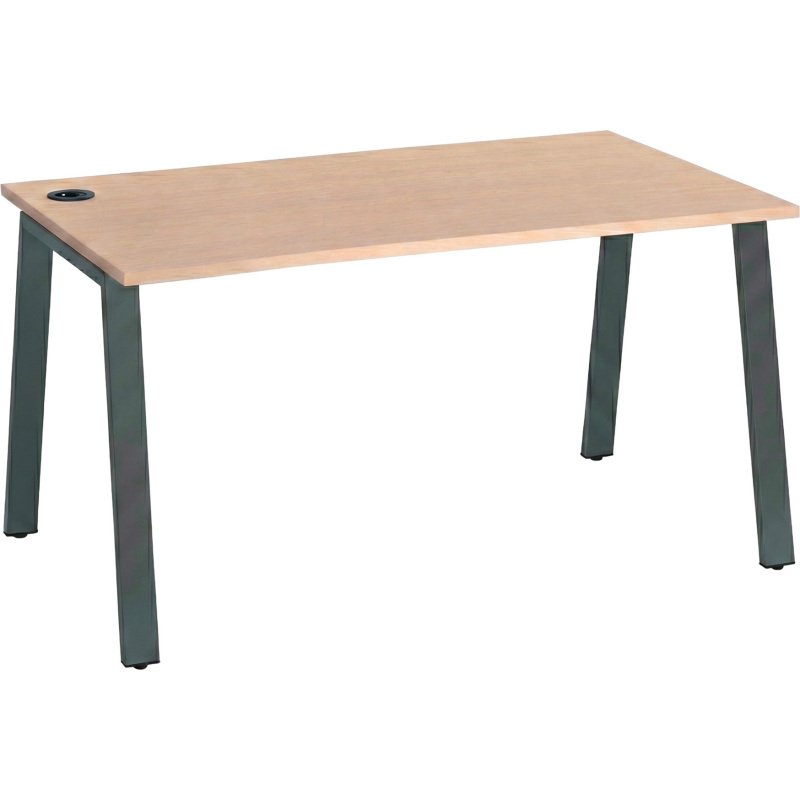 Pack Bureau droit ECLA chêne clair L 160 x P 80 cm piètement métal + Prise Versatag