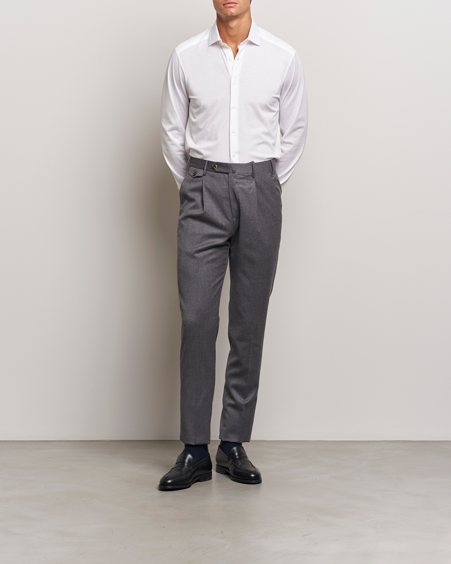 Stenströms Slimline Stretch Jersey Shirt White