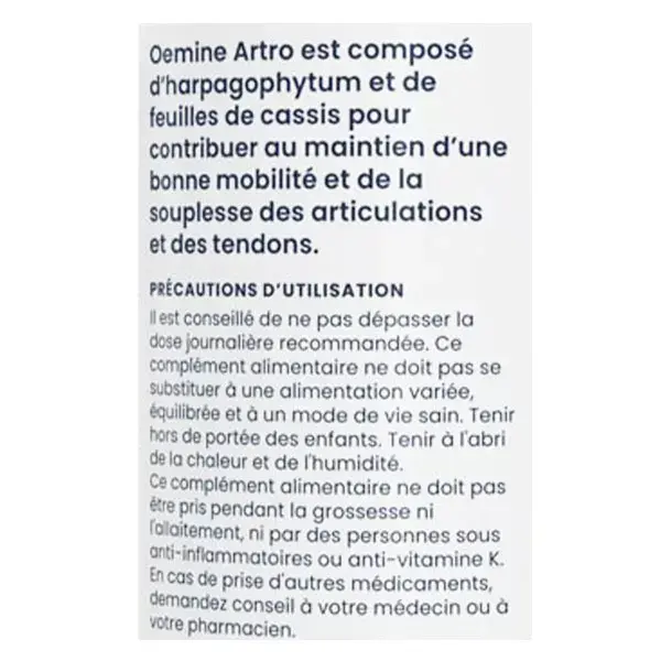 Oemine Artro Harpagophytum e Groselha Preta 60 cápsulas