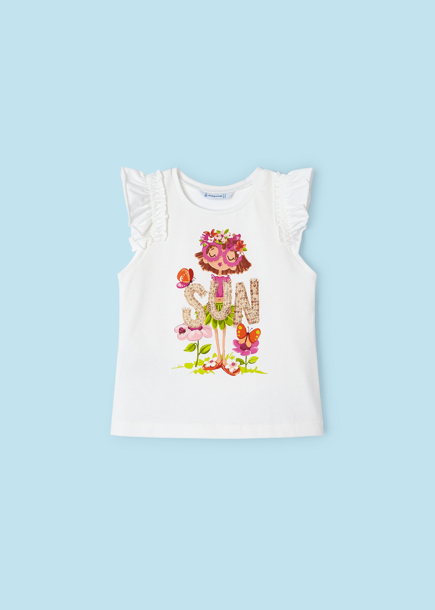Camiseta estampada Better Cotton para meninas, cor off-white