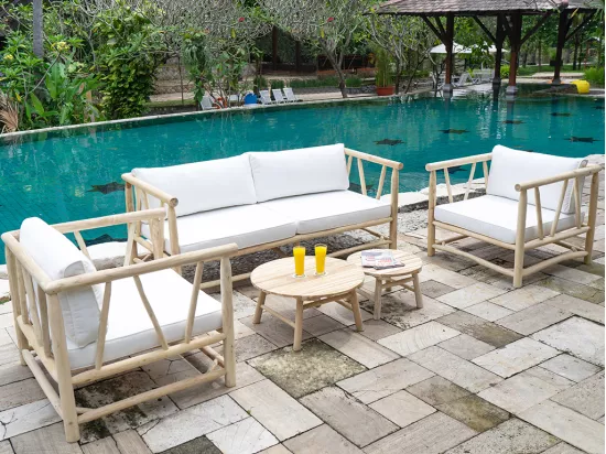 Lot de 2 tables basses de jardin en teck - Naturel clair - TULUM de MYLIA
