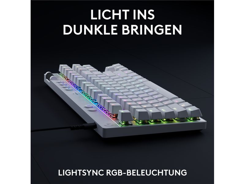 Logitech Gaming-Tastatur Pro X TKL Rapid Weiss Kabelgebundene Gaming-Tastatur ohne Ziffernblock mit analogen Switsches