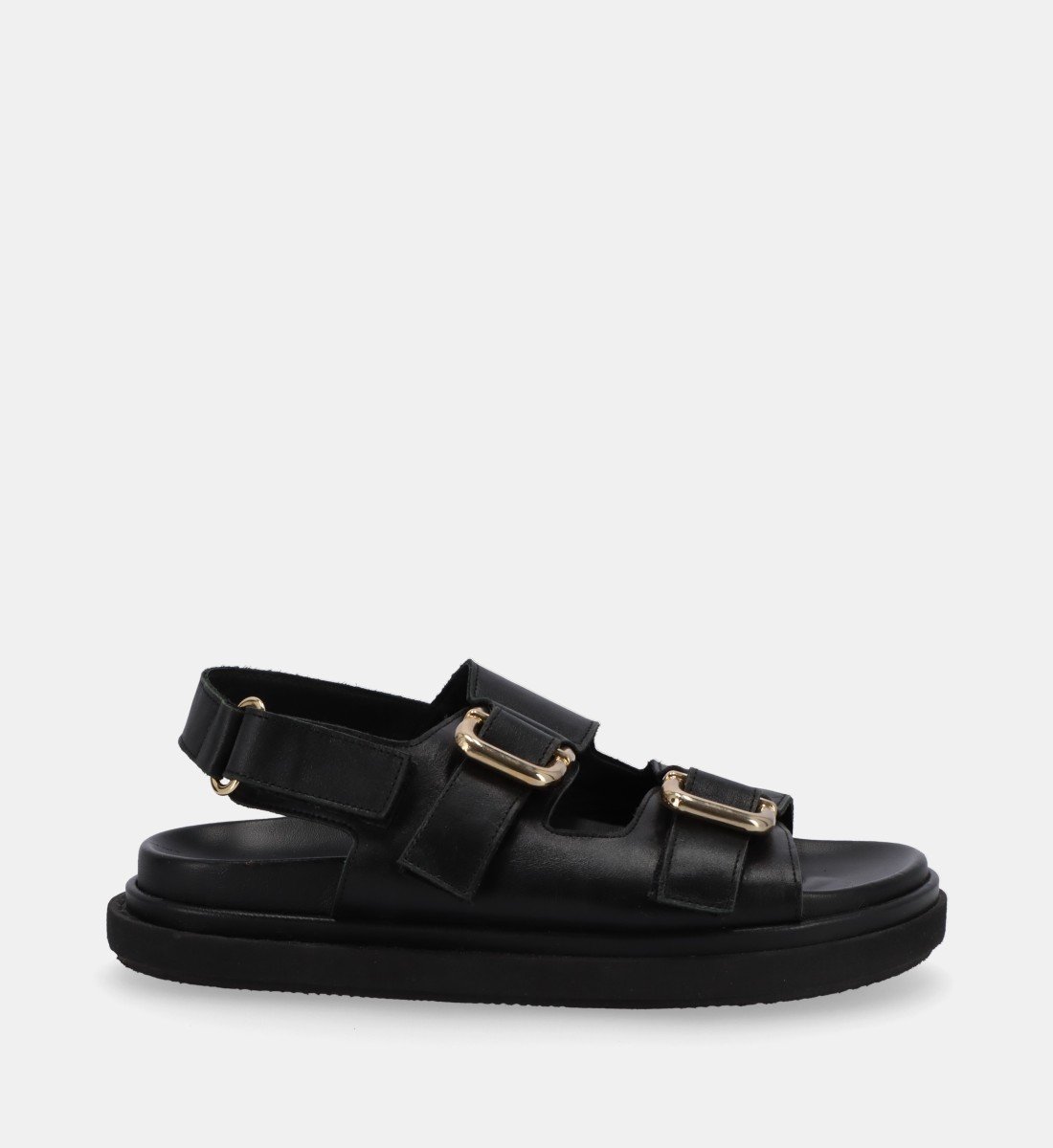HARPER - Sandales plates en cuir | Noir