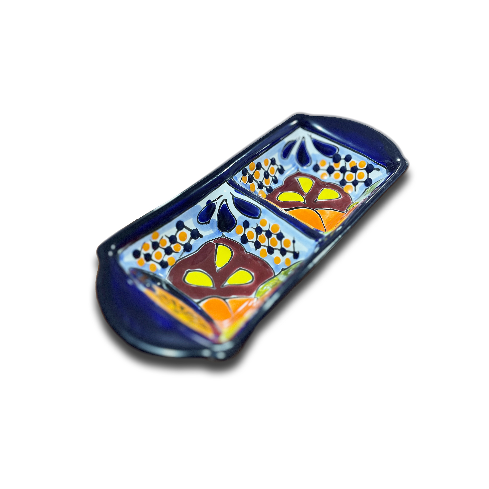 Keramik-Schale 'Blumen', handbemalt, L 24 cm, B 9,5 cm, H 4 cm zu 17,90