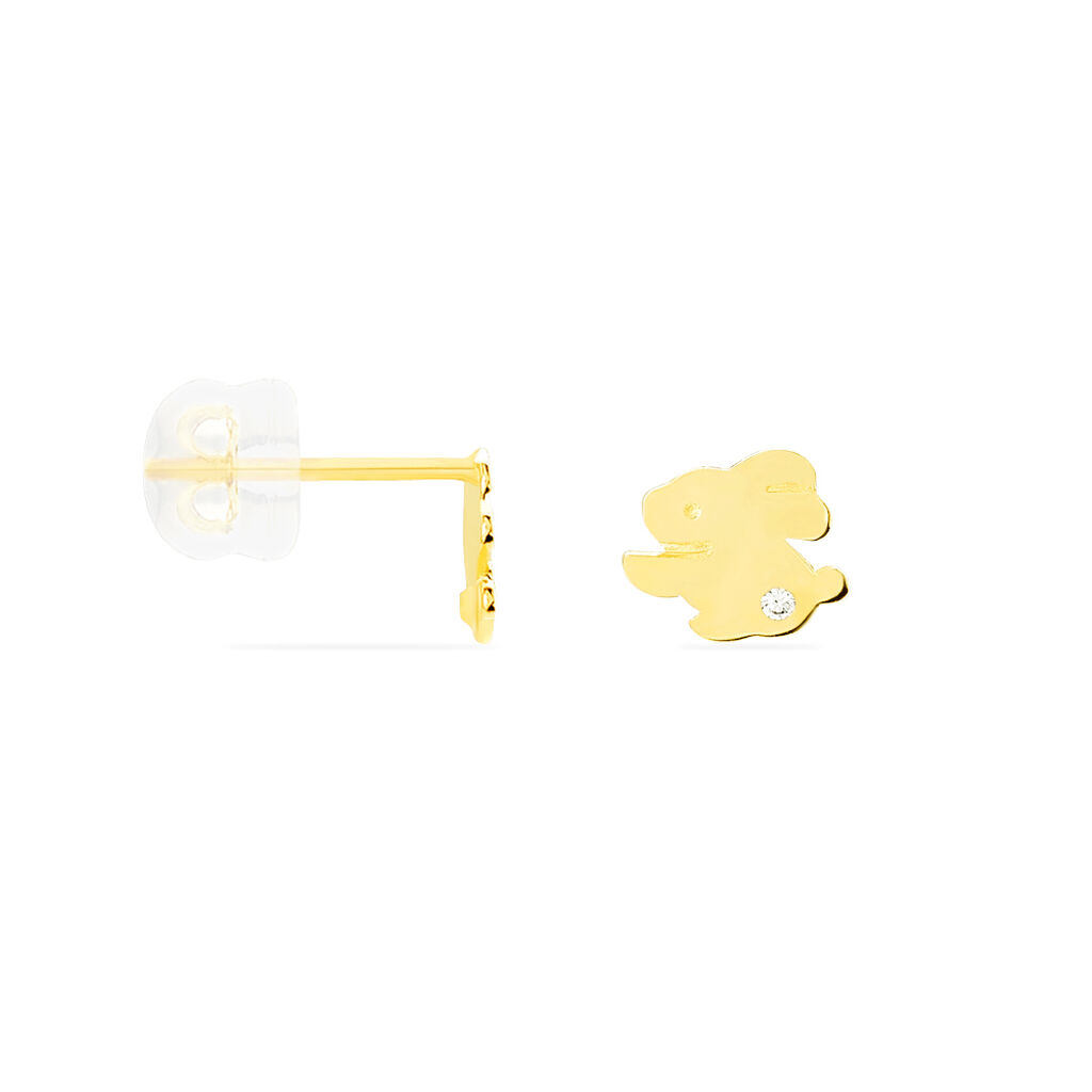 Boucles D'oreilles Puces Elioussa Lapin Or Jaune Oxyde De Zirconium