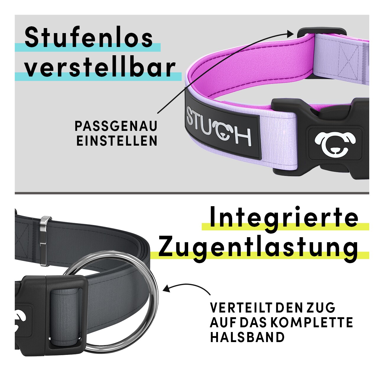 STUCH Hundehalsband gepolstert u. verstellbar dunkelblau S