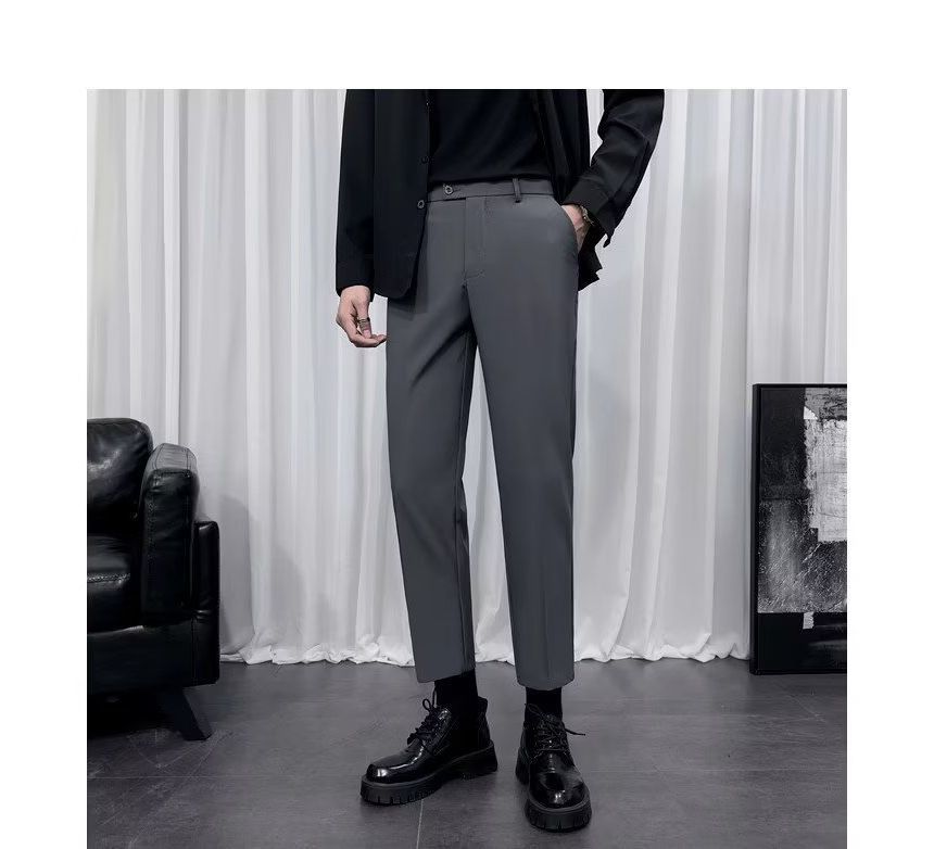 Oakjam - Hoge taille effen rechte broek