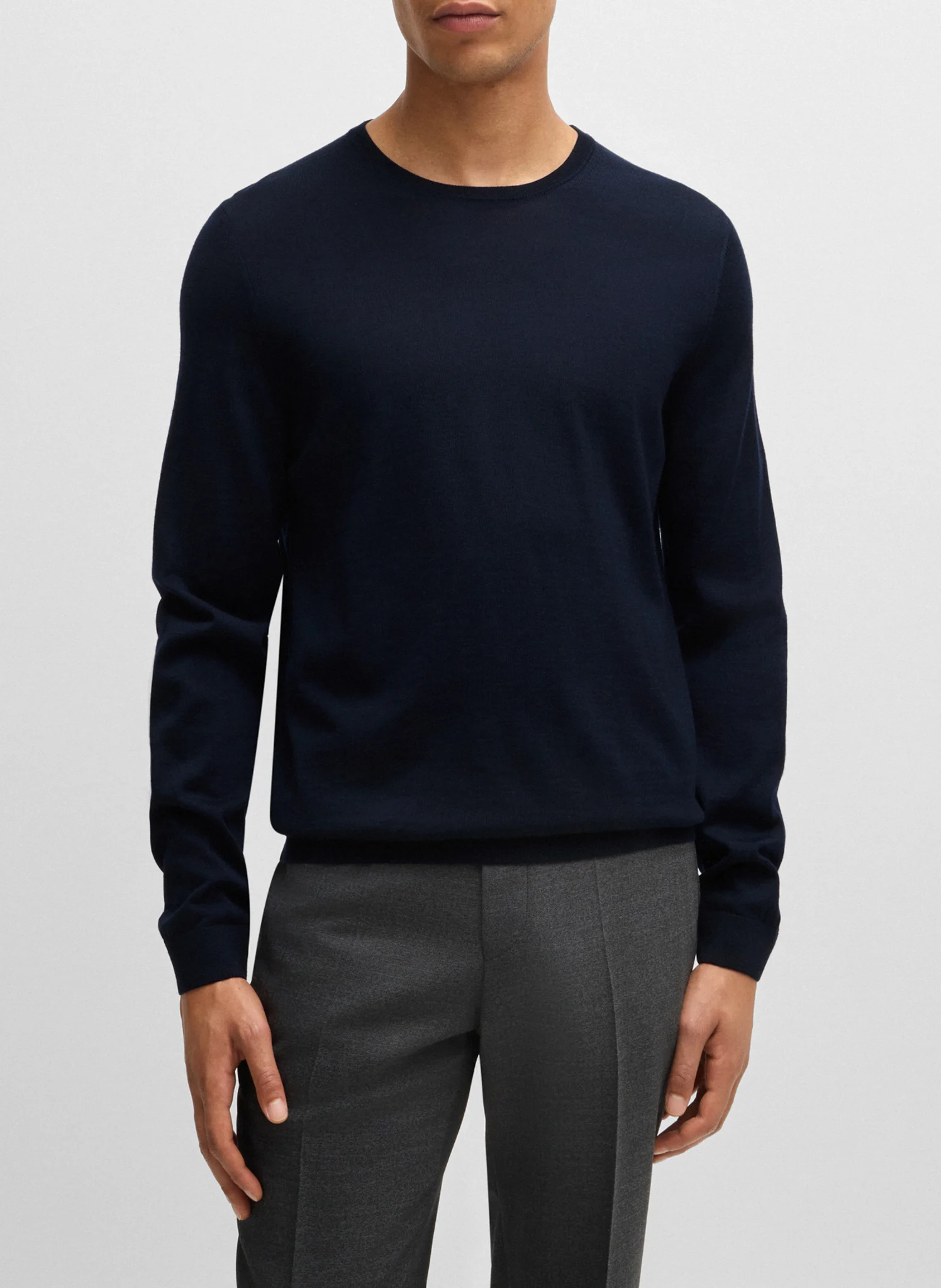 Pull col rond en laine| Bleu