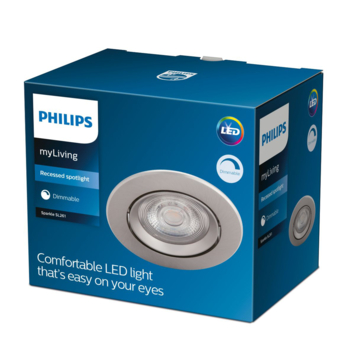 Philips inbouwspot LED Sparkle 1x5W nikkel 2700K