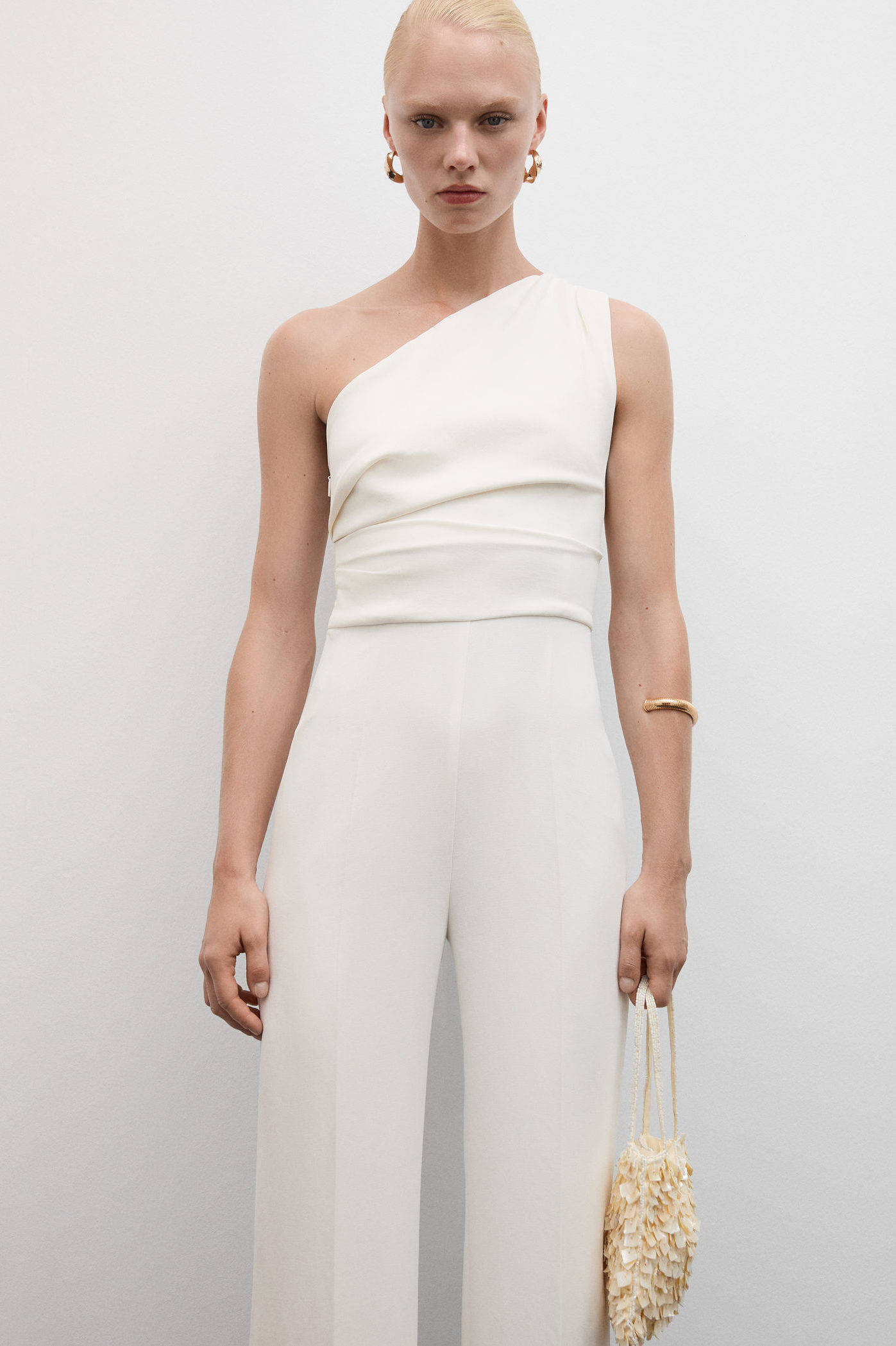 Mango jumpsuit naturel wit