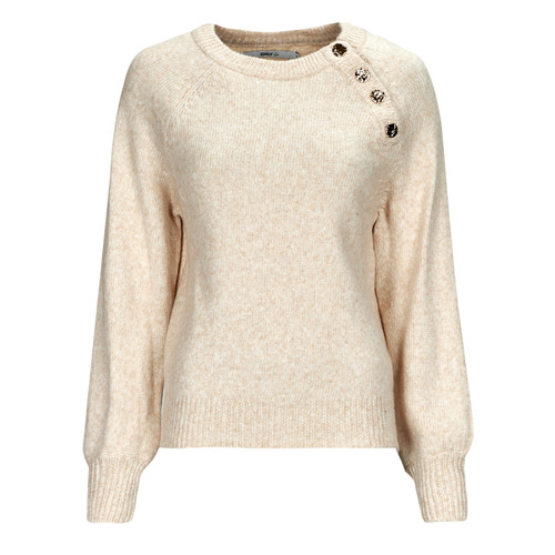 Only - ONLEMMA LS BUTTON ONECK KNT - Beige