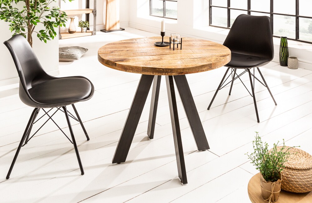 riess-ambiente Esstisch IRON CRAFT - massiv 80cm rund natur Mangoholz Esszimmer Metallbeine