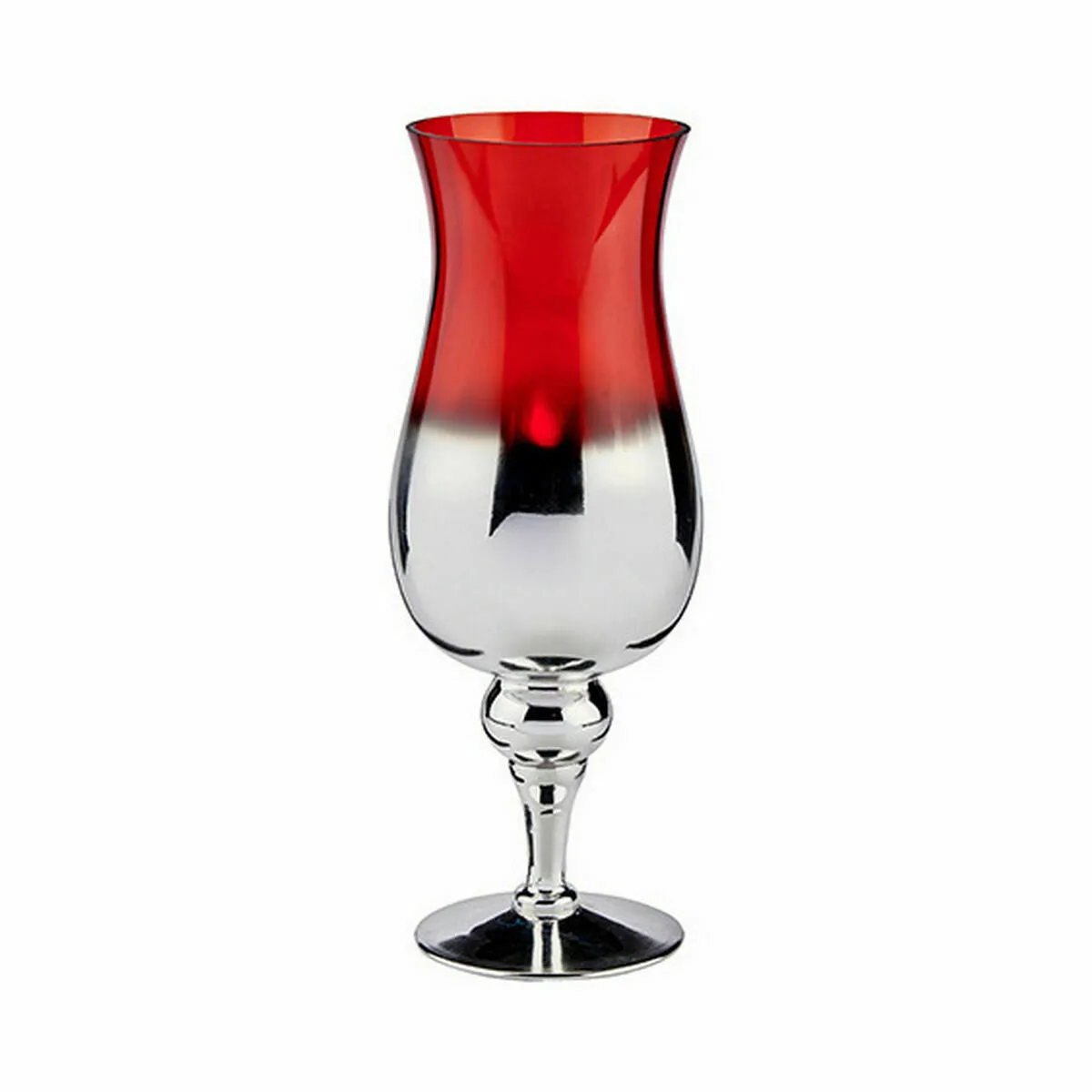 Gift Decor Bougeoir verre rouge argenté