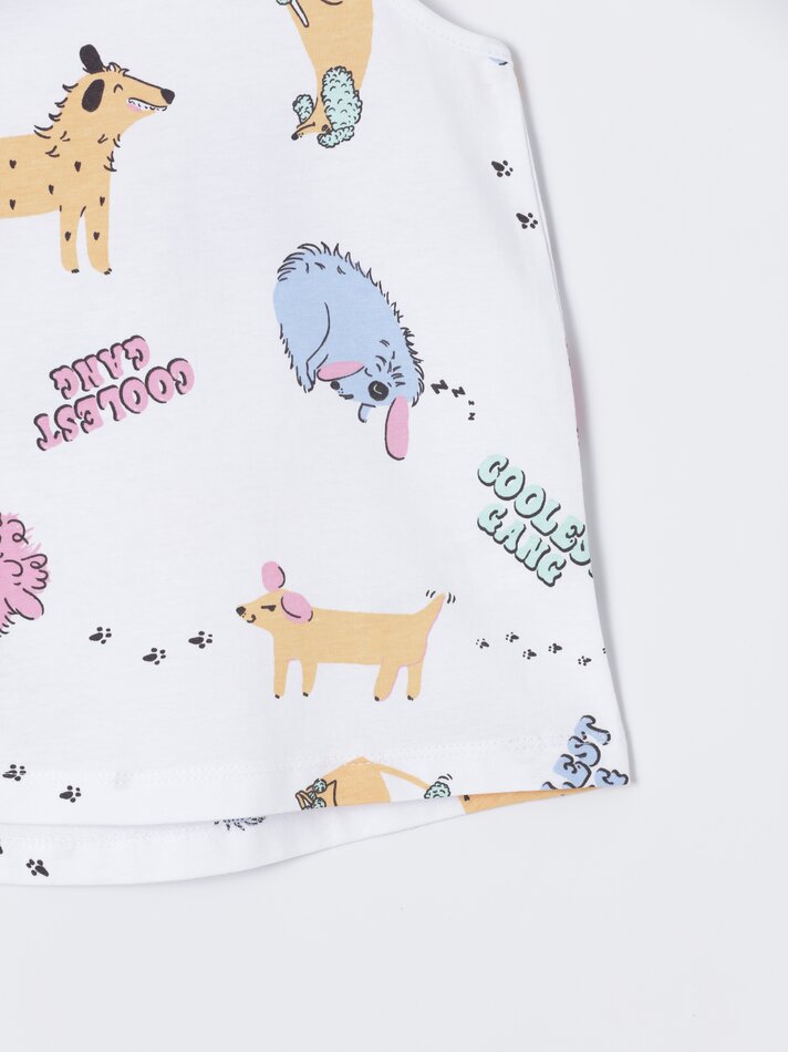 Conjunto com 2 pijamas de alcinha estampados - Rosa Médio