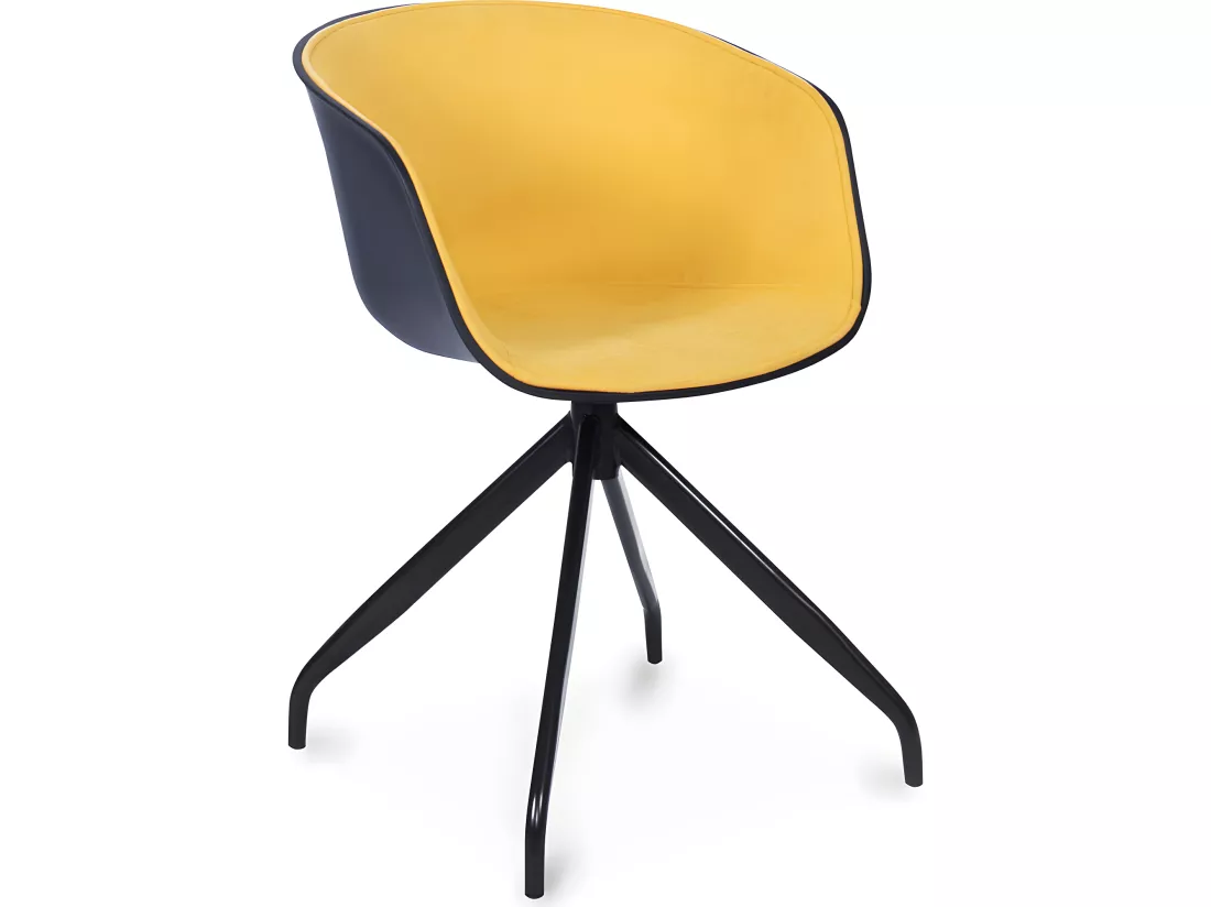 Chaise de bureau avec accoudoirs - Chaise de bureau design noire - Jodie Jaune