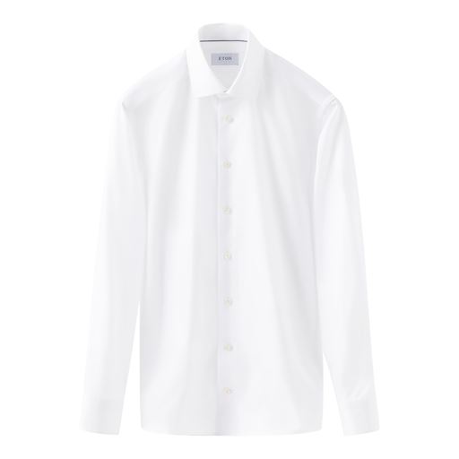 Eton Semi Solid Signature Twill Contemporary Skjorte, White, 46