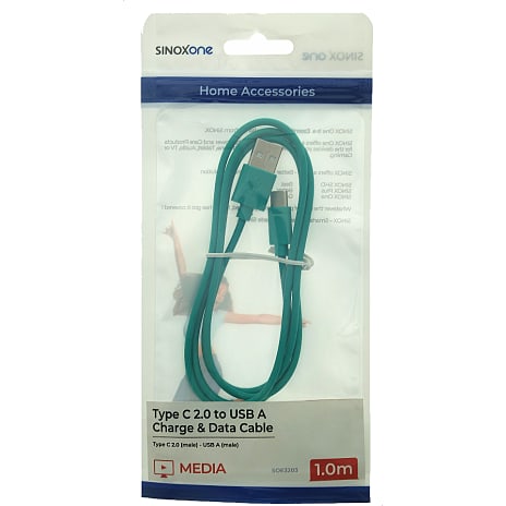 Sinox One USB C til USB A kabel. 1m. Grøn