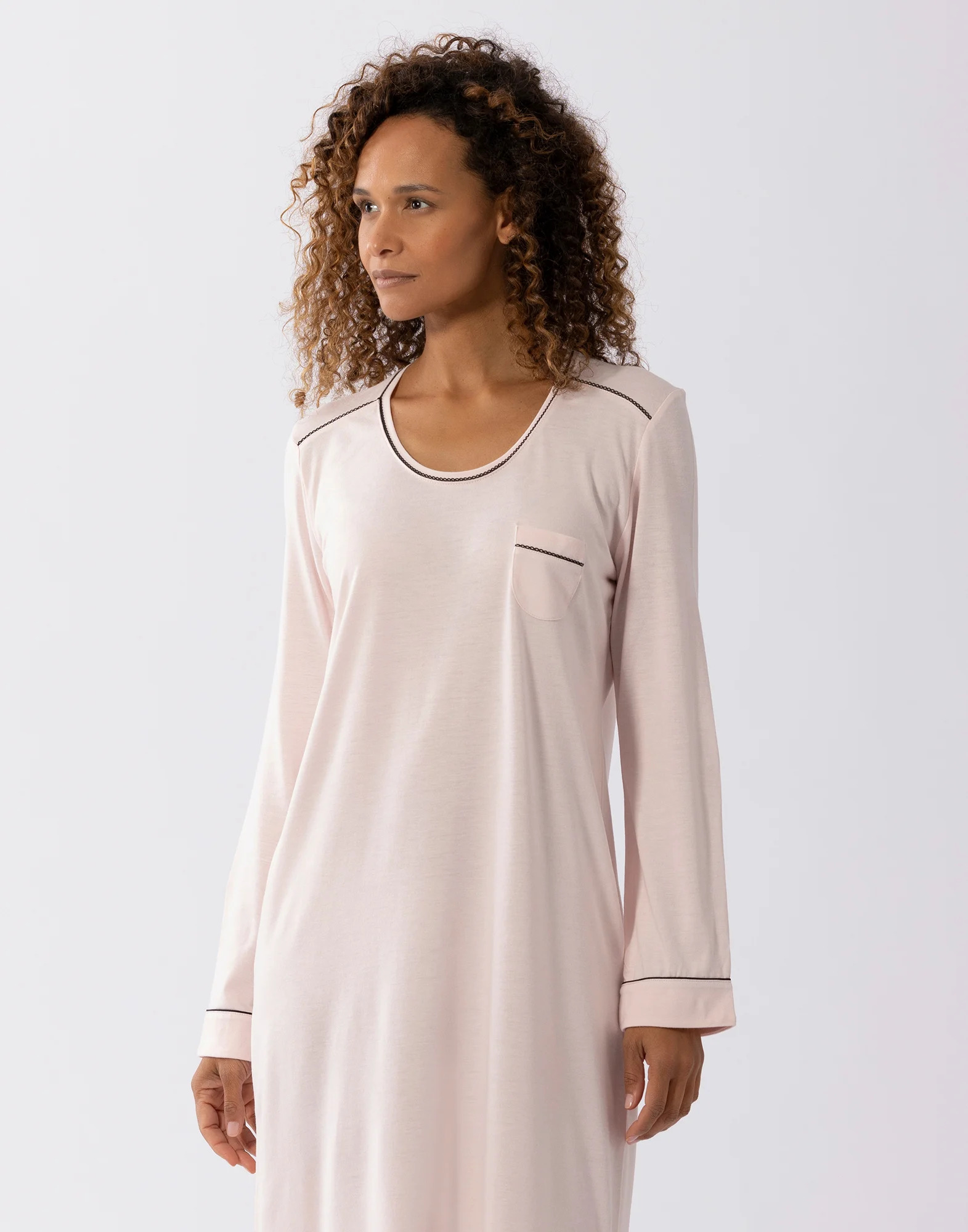 INTEMP A01 - Chemise de nuit en coton modal | Rose