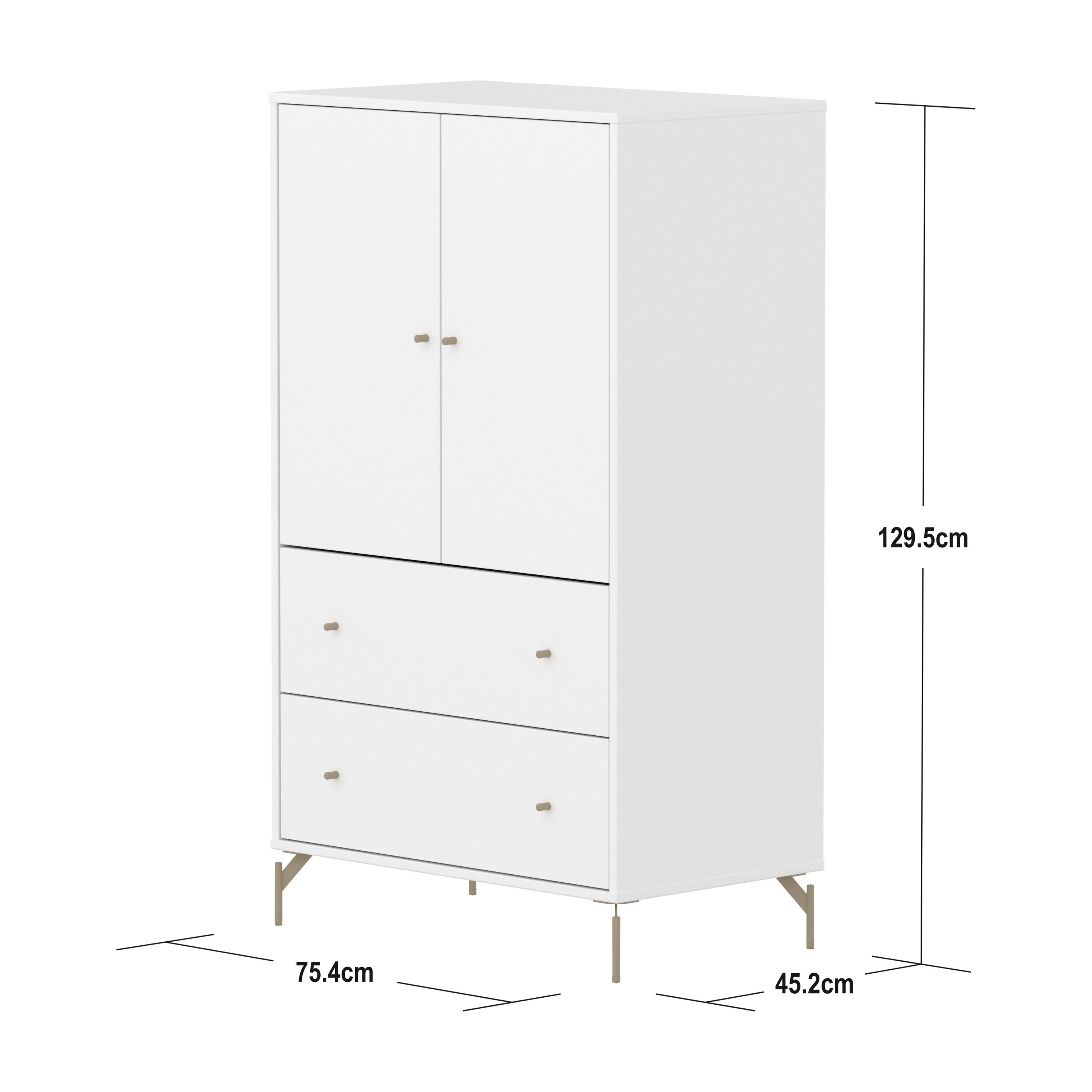 Flexa SAGA Schrank - Weiss / B: 75.0 cm x T: 45.0 cm x H: 129.5 cm