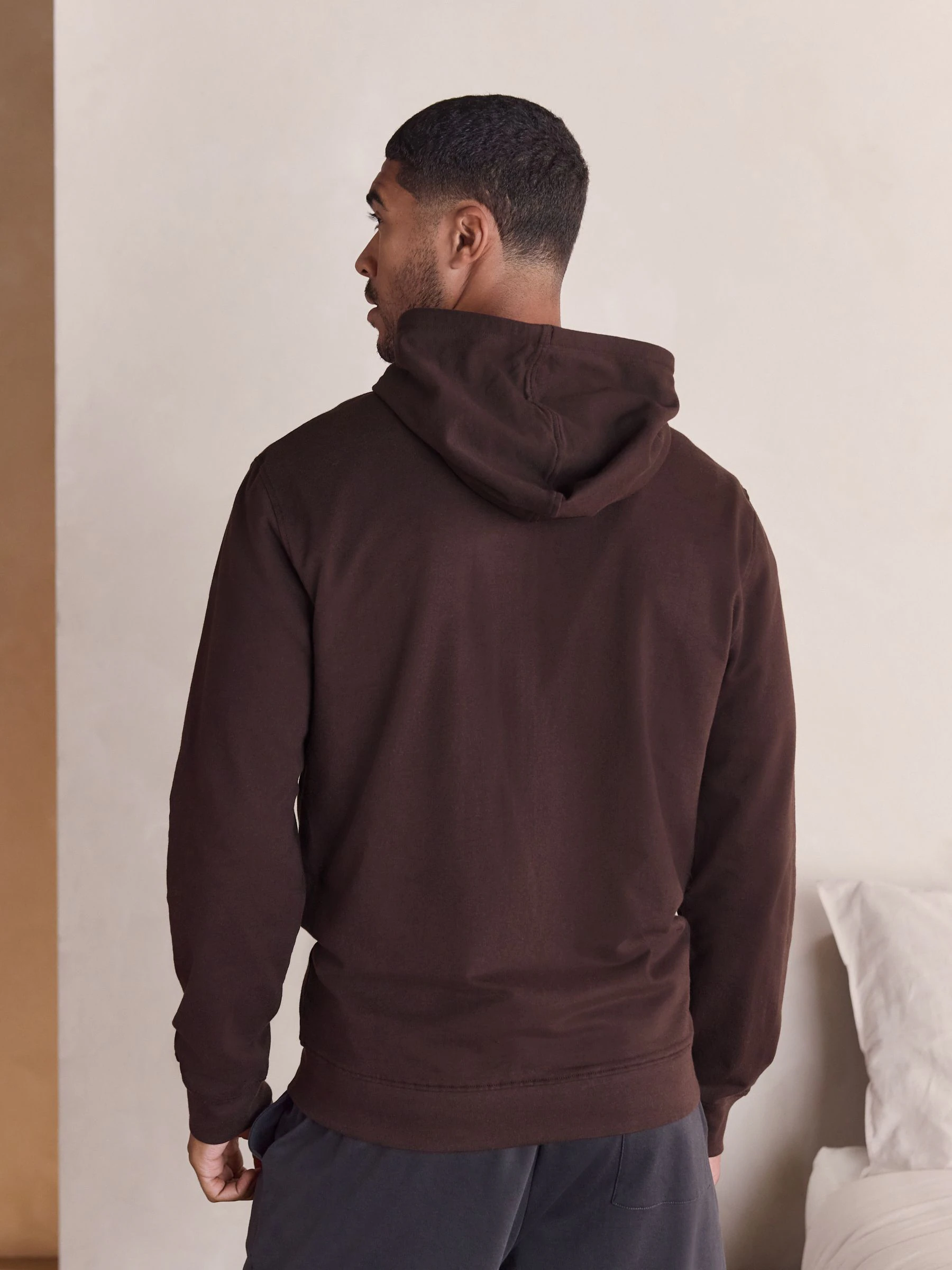 Chocoladebruin - Lichte hoodie met rits