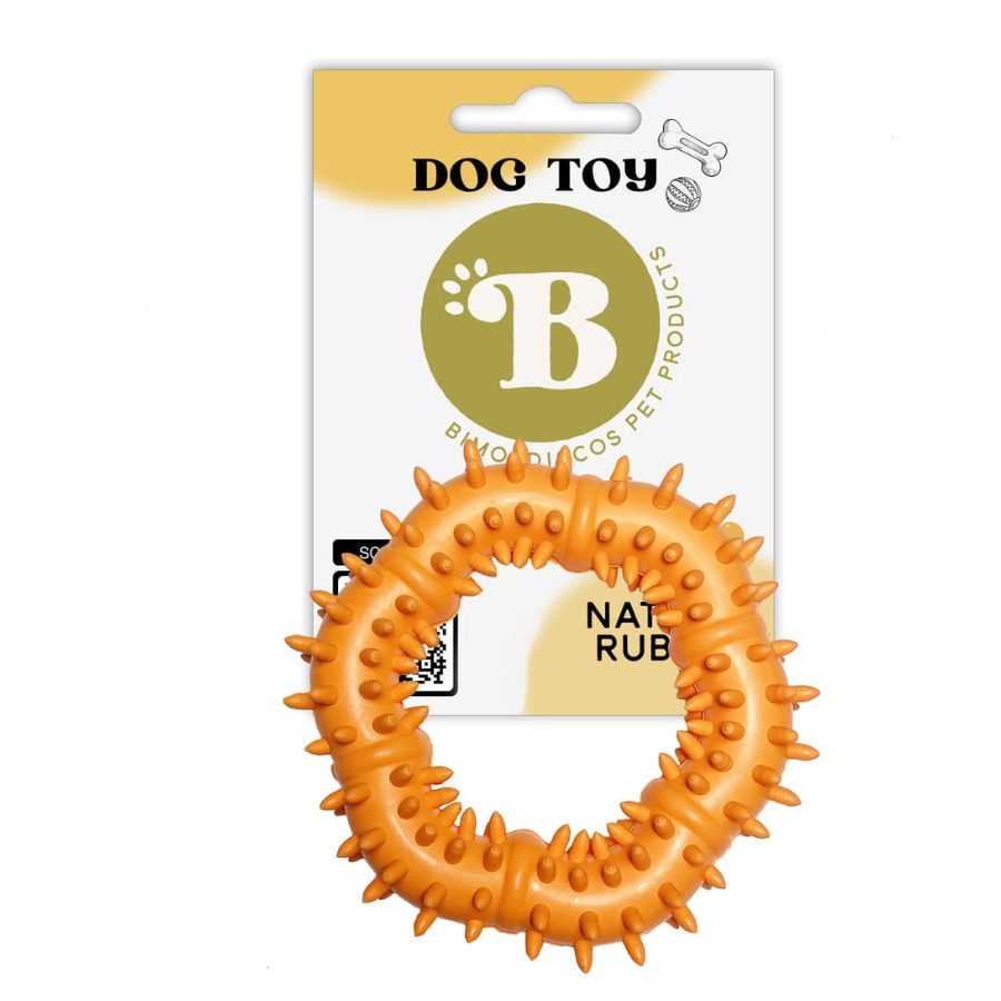 Anel dental BIMORDISCOS, anel de borracha natural para mastigar para cães.