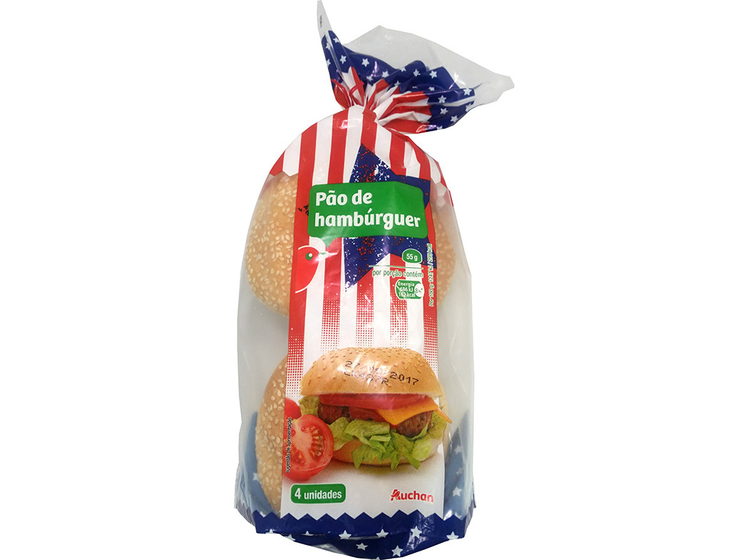 PÃO AUCHAN HAMBURGUER COM SÉSAMO 4UN 220G