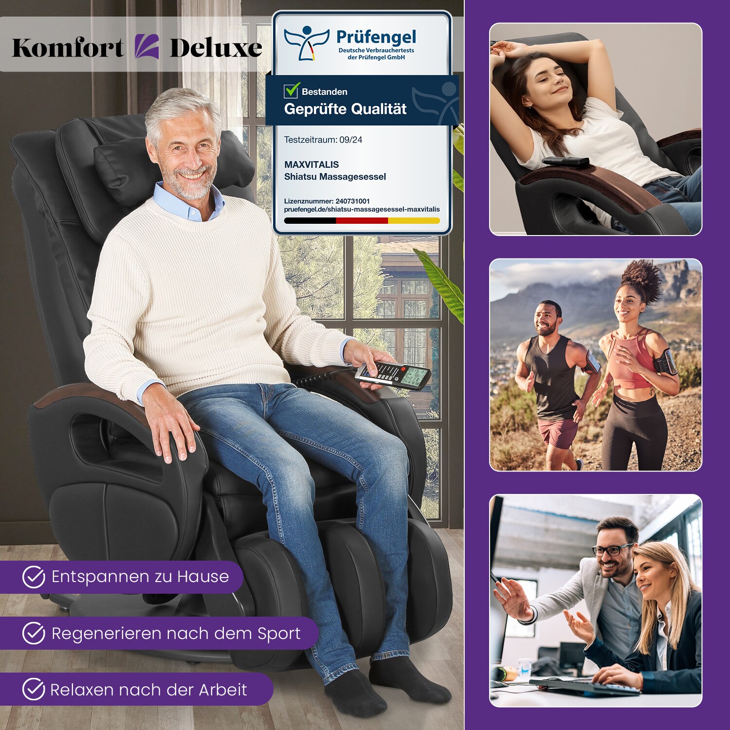 aktivshop Massagesessel Komfort Deluxemit 6 Massageprogrammen und 7 Massagearten